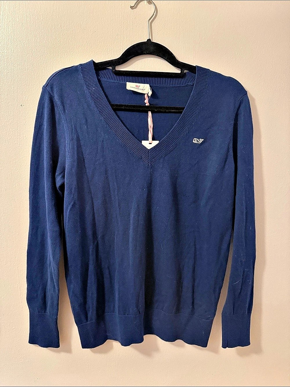 Vineyard Vines Heritage Cotton V-Neck Sweater Blue XS